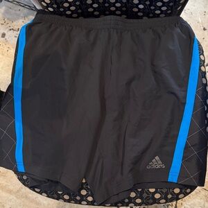 Adidas Men's Black Shorts with Blue Stripes